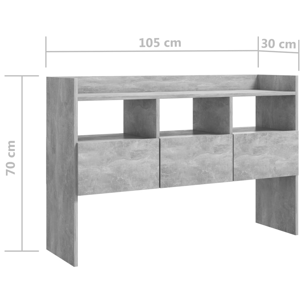 vidaXL Dressoir 105x30x70 cm bewerkt hout betongrijs