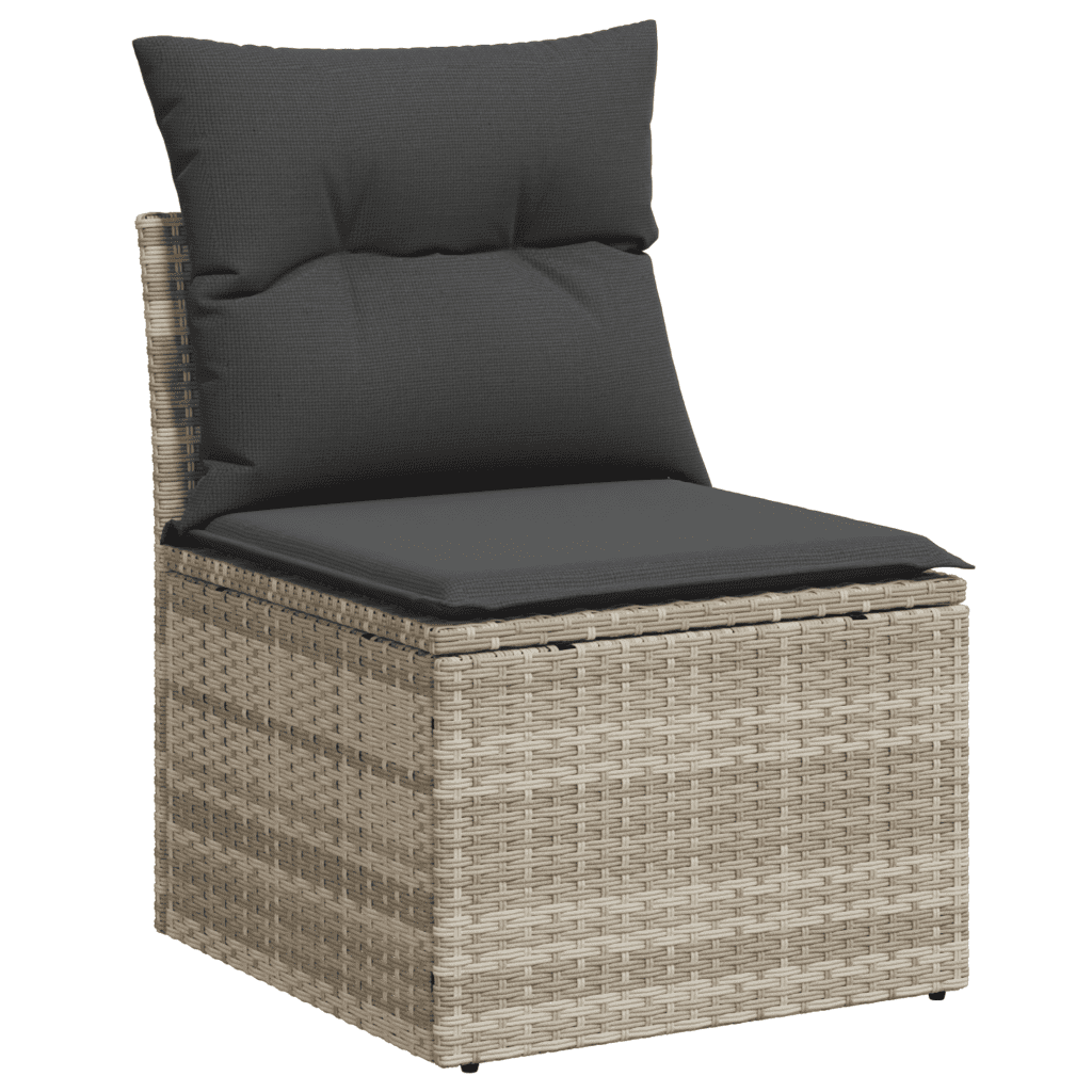 vidaXL 8-delige Loungeset met kussens poly rattan lichtgrijs