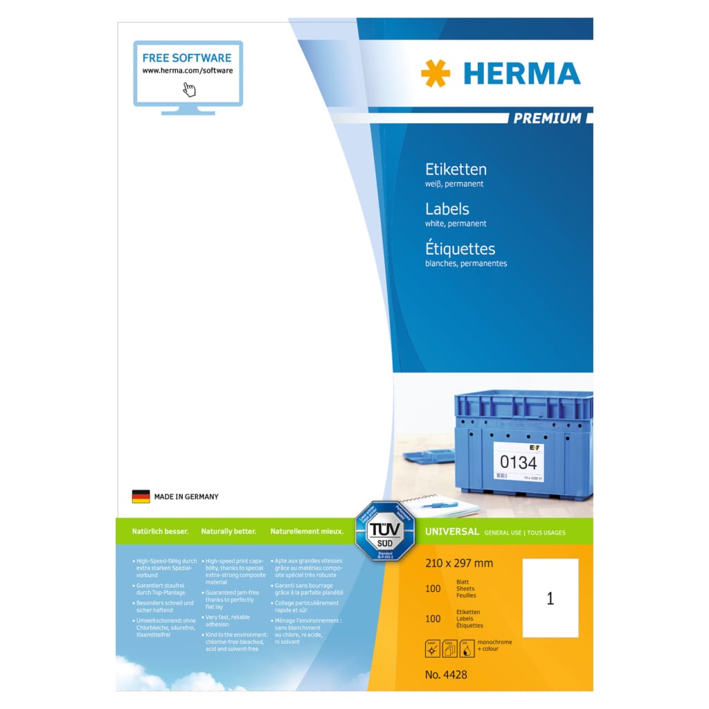 HERMA Etiketten PREMIUM 100 vellen A4 210x297 mm