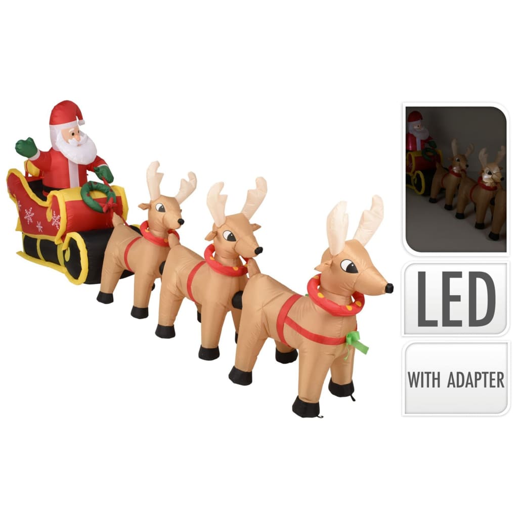 Ambiance Kerstman met slee opblaasbaar LED 340 cm