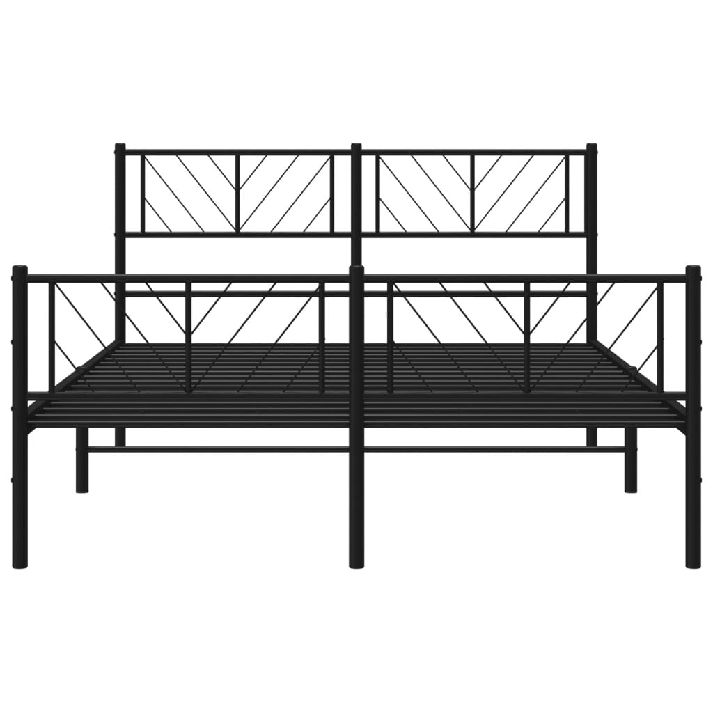 vidaXL Bedframe met hoofd- en voeteneinde metaal zwart 135x190 cm