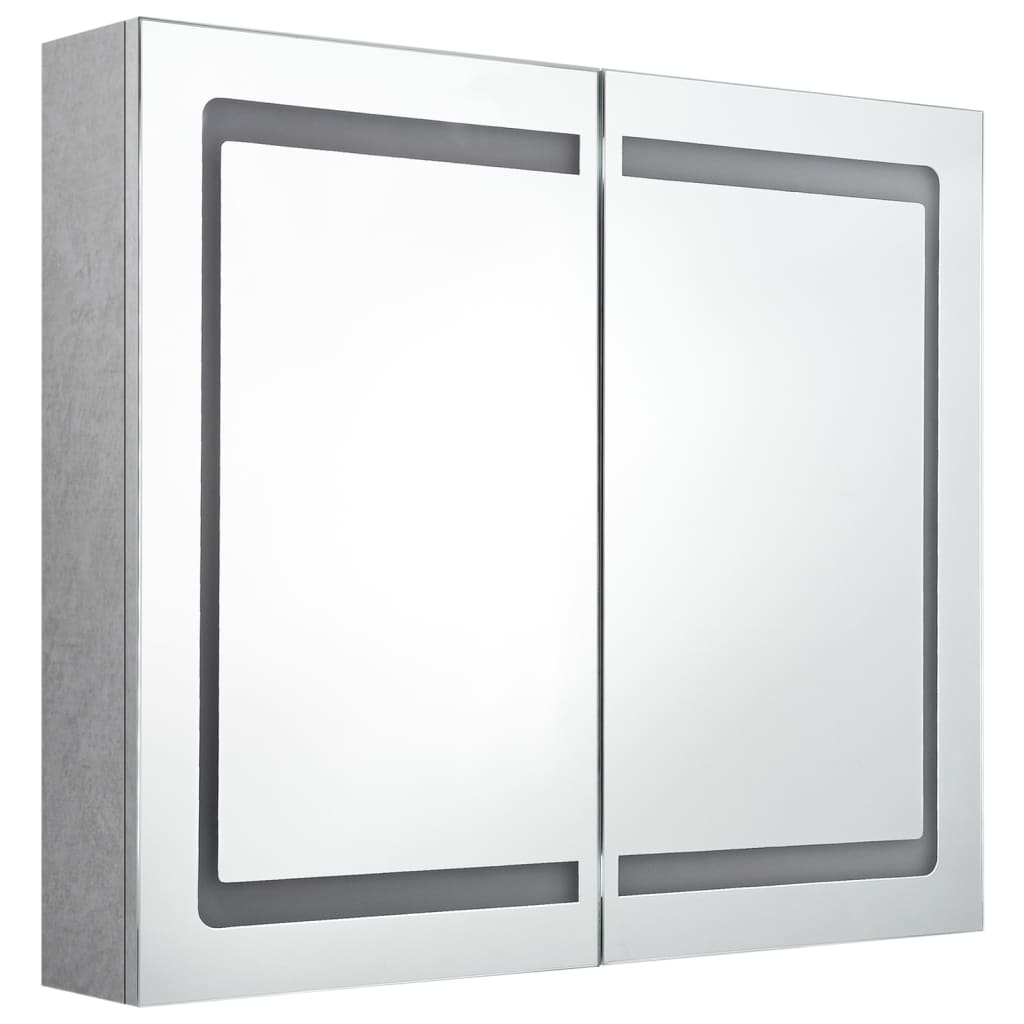 vidaXL Badkamerkast met spiegel en LED 80x12x68 cm betongrijs
