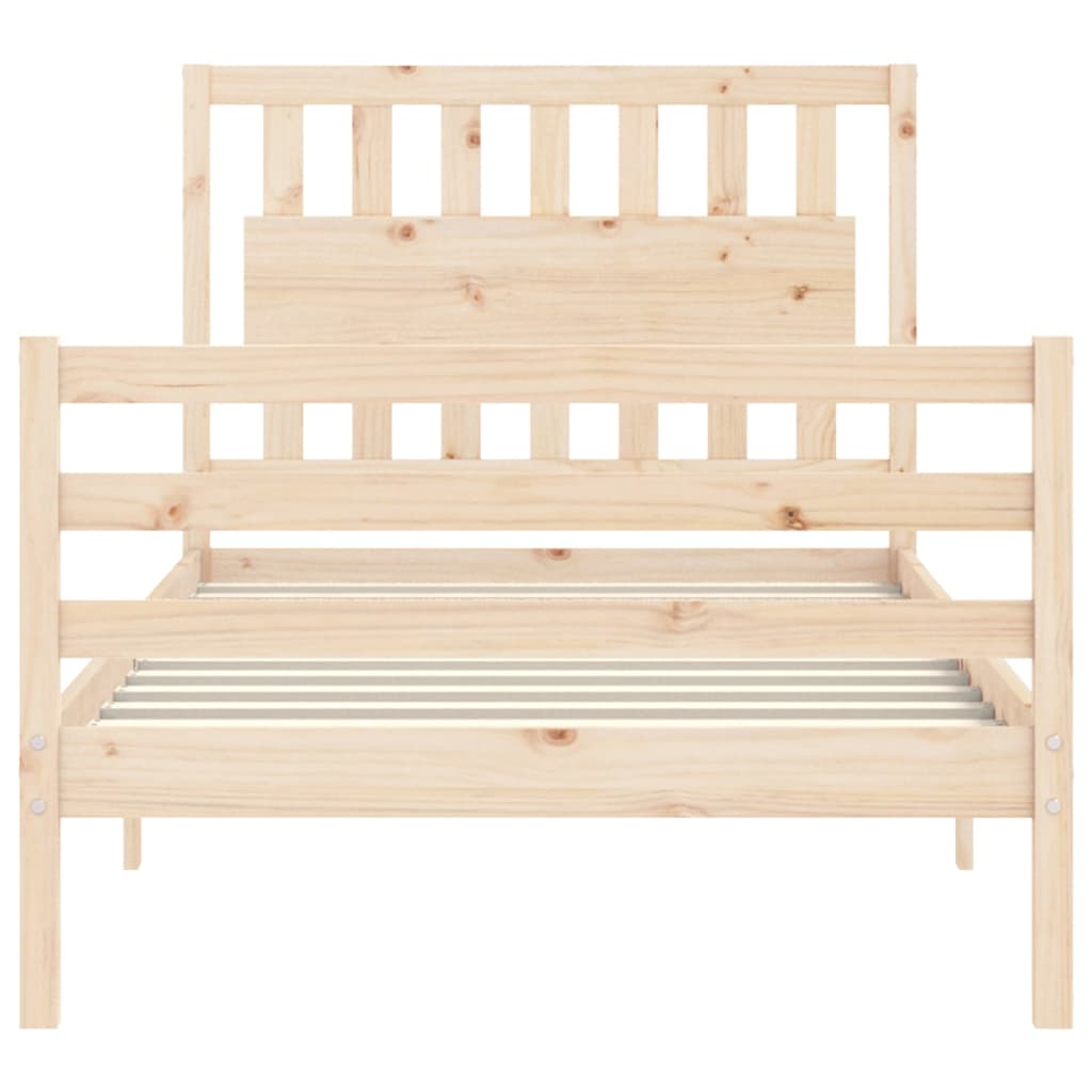 vidaXL Bedframe met hoofdbord massief hout 100x200 cm