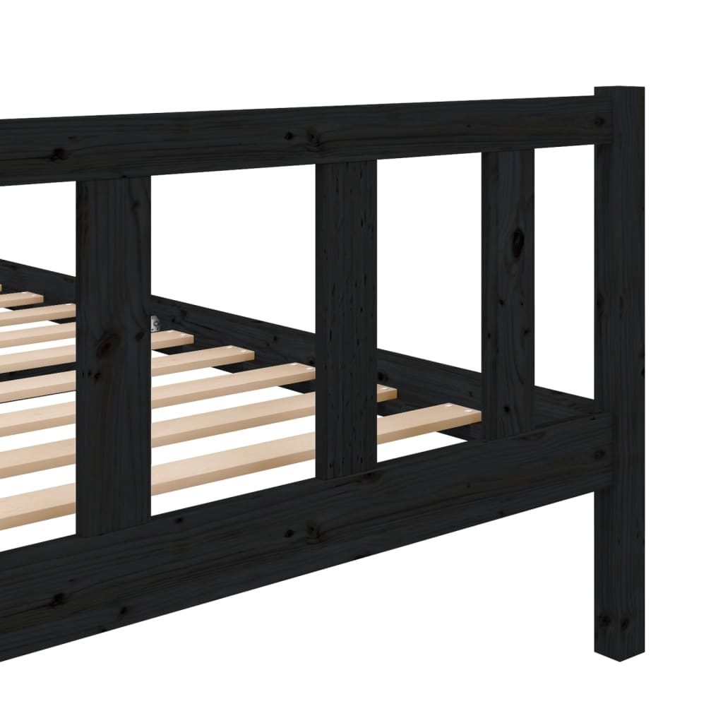 vidaXL Bedframe massief hout zwart 120x190 cm