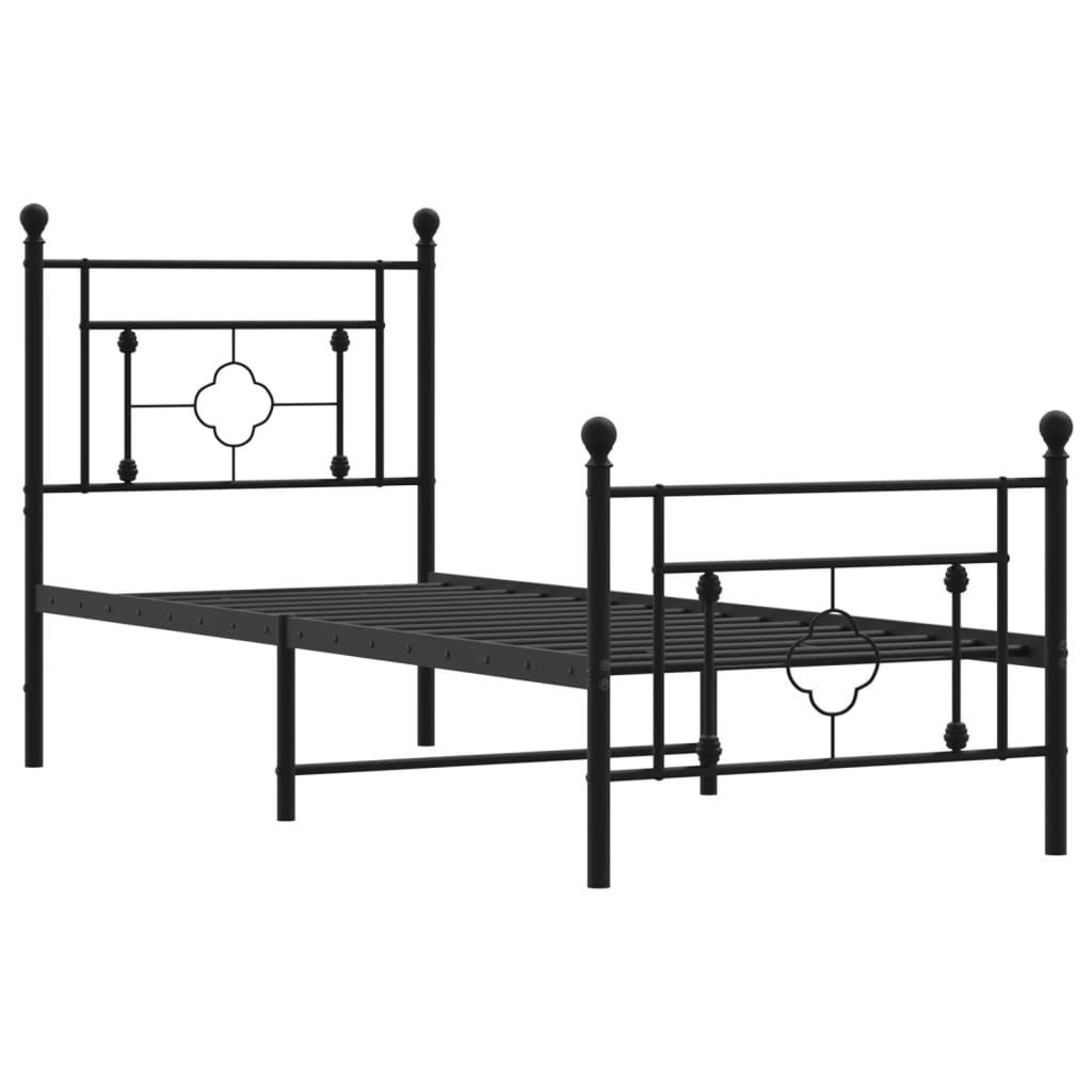 vidaXL Bedframe met hoofd- en voeteneinde metaal zwart 80x200 cm