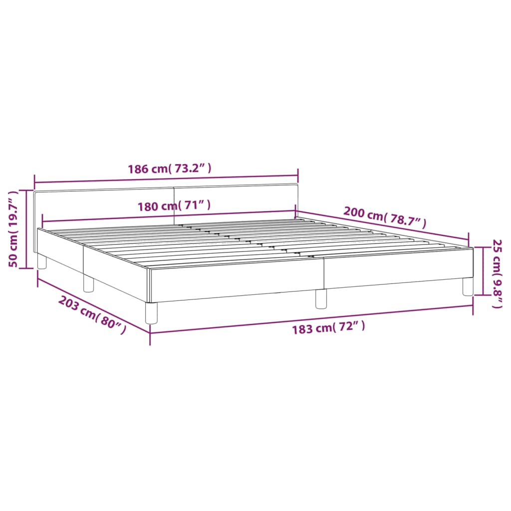 vidaXL Bedframe met hoofdeinde stof donkergrijs 180x200 cm