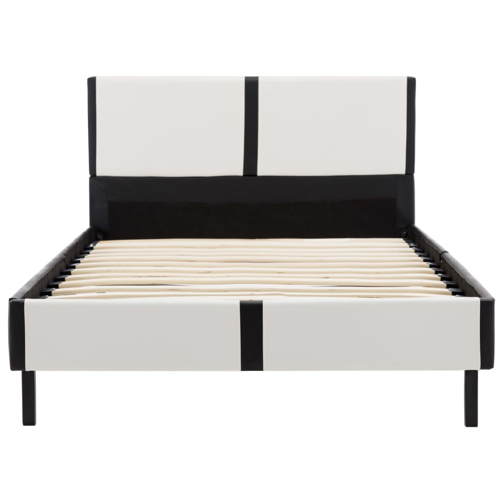 vidaXL Bedframe kunstleer wit en zwart 90x200 cm