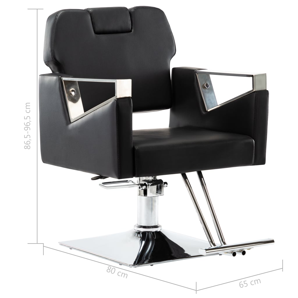vidaXL Kappersstoel met hoofdsteun professioneel kunstleer zwart