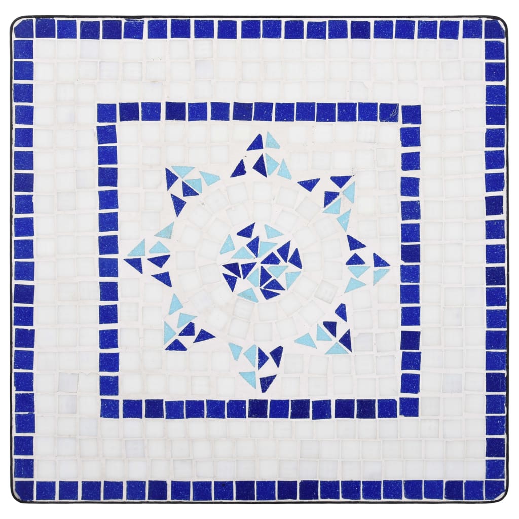 vidaXL Bistrotafel mozaïek 60 cm keramiek blauw en wit
