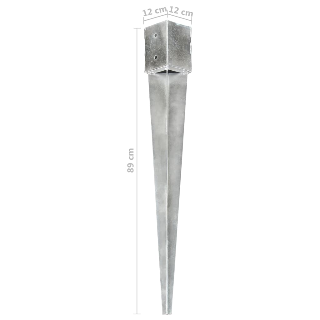 vidaXL Grondpinnen 2 st 12x12x89 cm gegalvaniseerd staal zilverkleurig