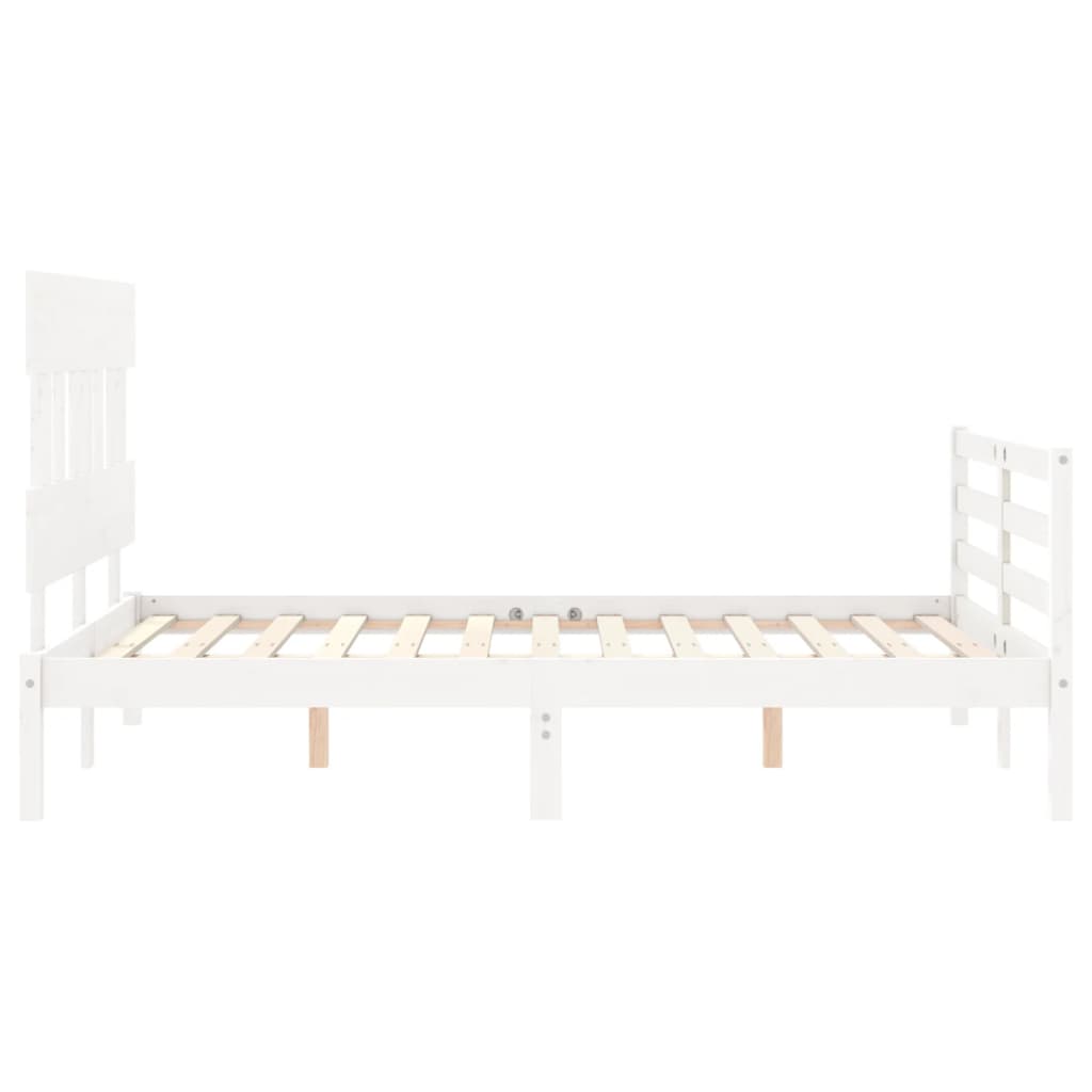 vidaXL Bedframe met hoofdbord massief hout wit