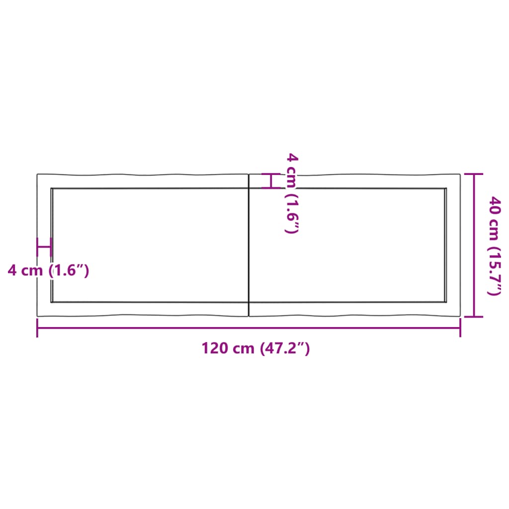 vidaXL Tafelblad natuurlijke rand 120x40x(2-4) cm massief eikenhout