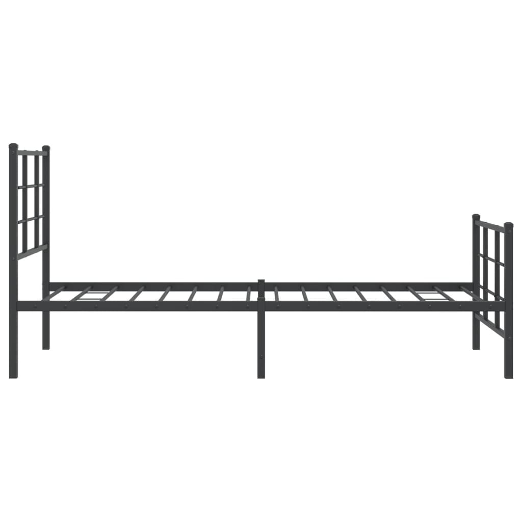 vidaXL Bedframe met hoofd- en voeteneinde metaal zwart 75x190 cm