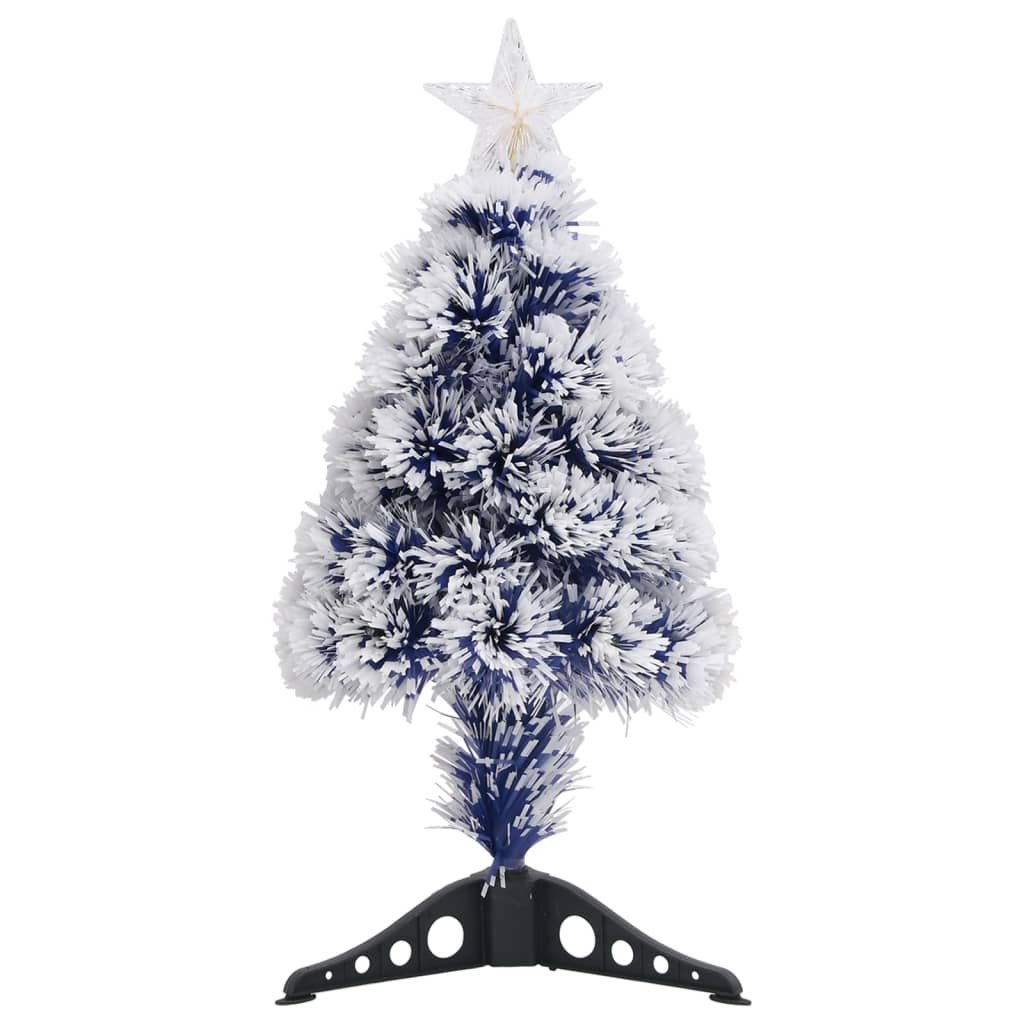 vidaXL Kunstkerstboom met verlichting 64 cm glasvezel wit en blauw