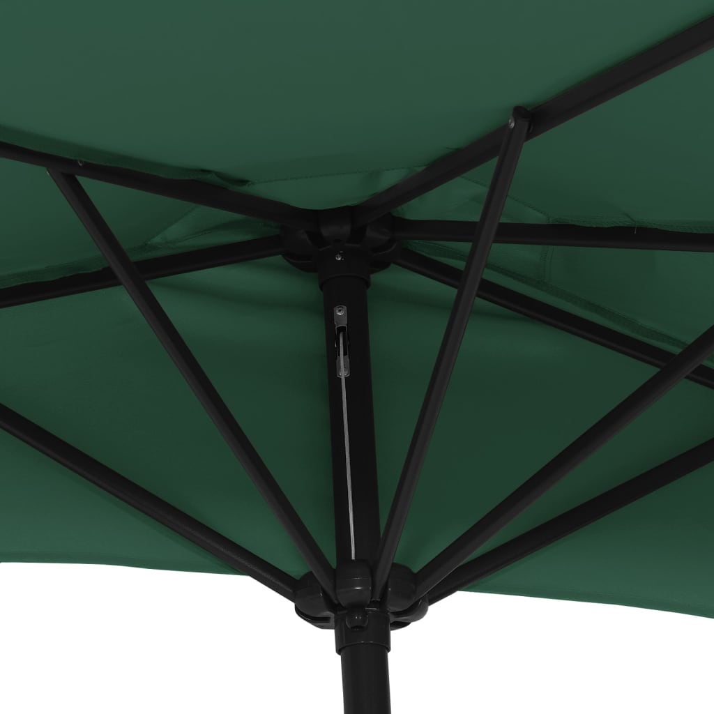 vidaXL Balkonparasol half met aluminium paal 270x144 cm groen