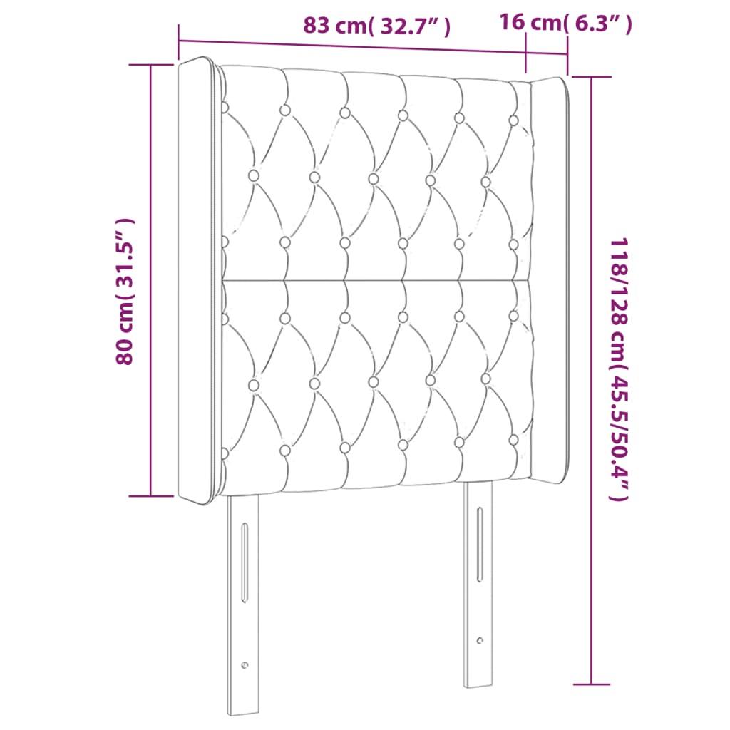 vidaXL Hoofdbord LED 83x16x118/128 cm fluweel donkergrijs