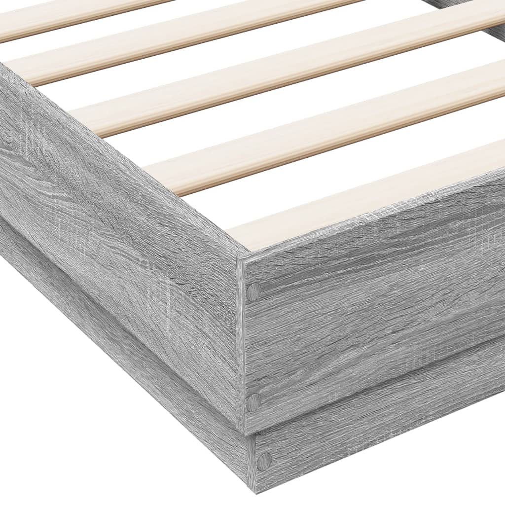 vidaXL Bedframe bewerkt hout grijs sonoma eikenkleurig 90x190 cm