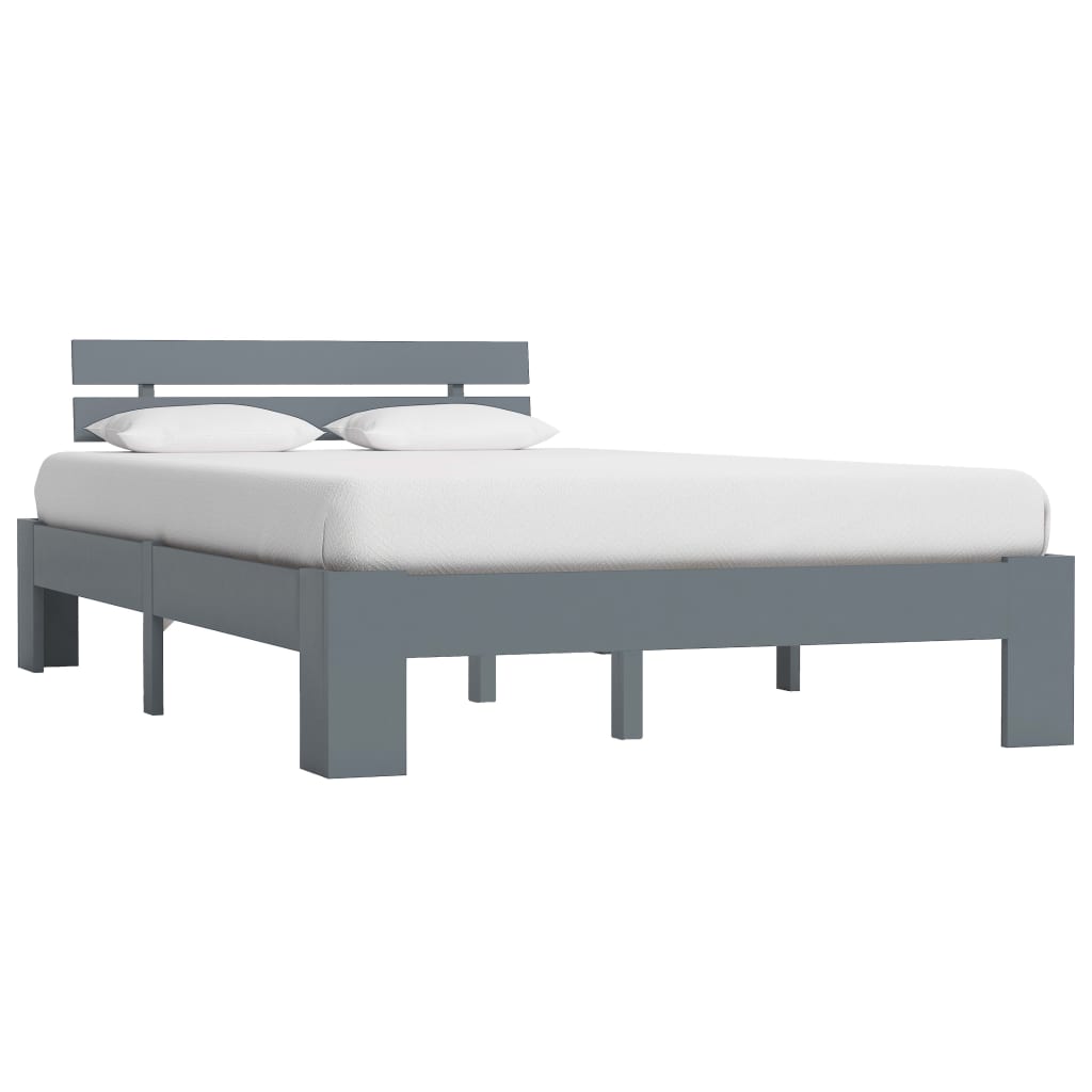 vidaXL Bedframe massief grenenhout grijs 140x200 cm