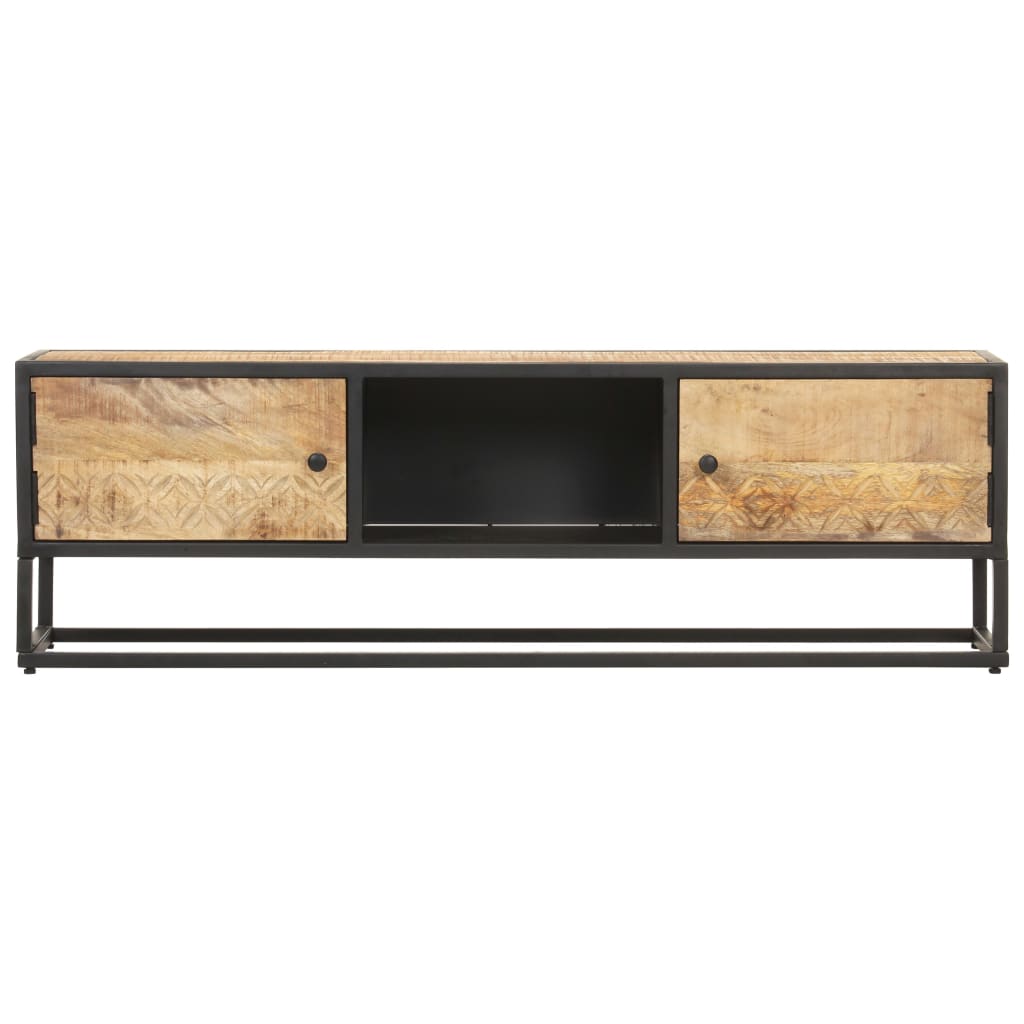 vidaXL Tv-meubel met bewerkte deur 130x30x40 cm ruw mangohout