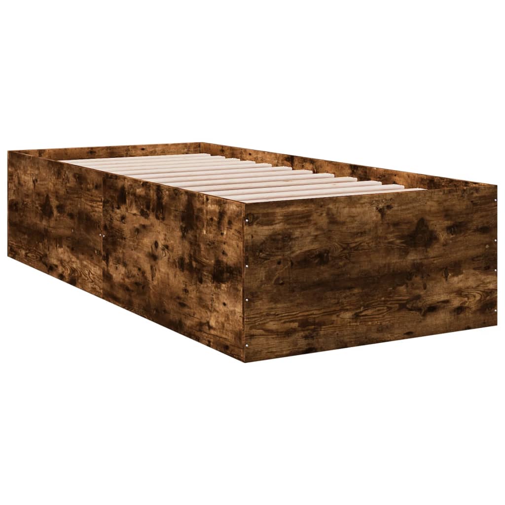 vidaXL Bedframe bewerkt hout gerookt eikenkleurig 100x200 cm