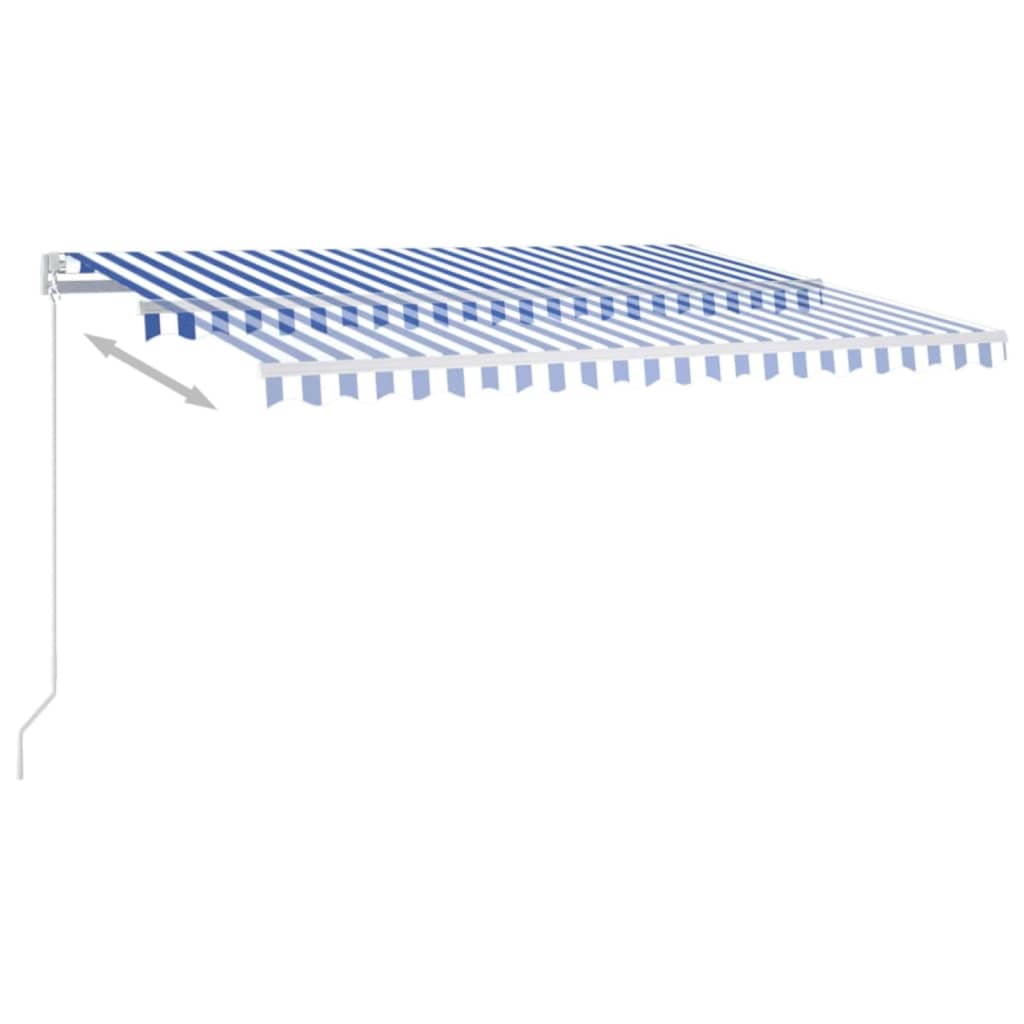 vidaXL Luifel handmatig uittrekbaar met LED 400x300 cm blauw en wit