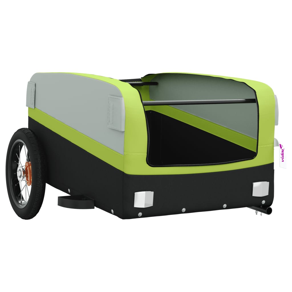 vidaXL Fietstrailer 30 kg ijzer zwart en groen