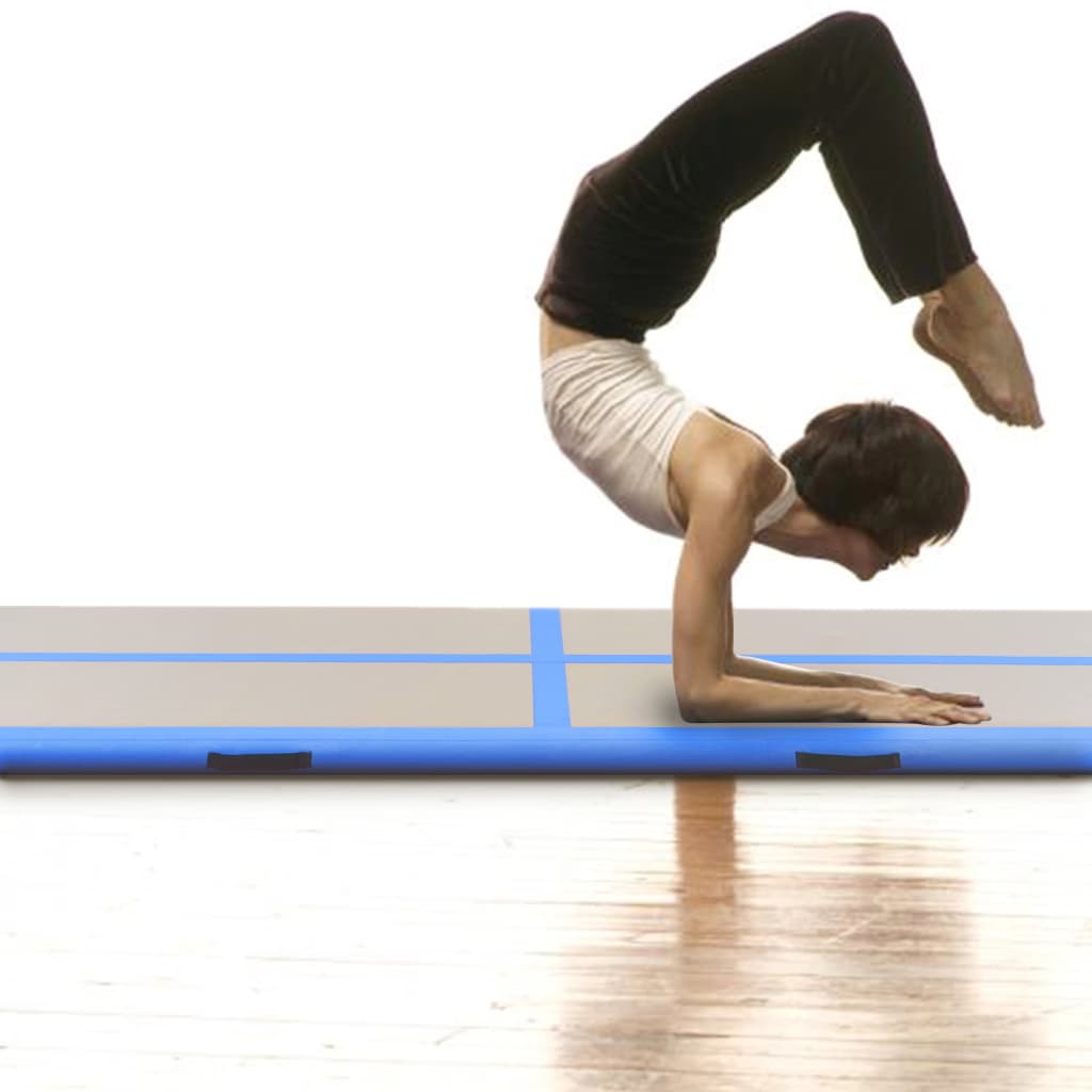vidaXL Gymnastiekmat met pomp opblaasbaar 300x100x10 cm PVC blauw