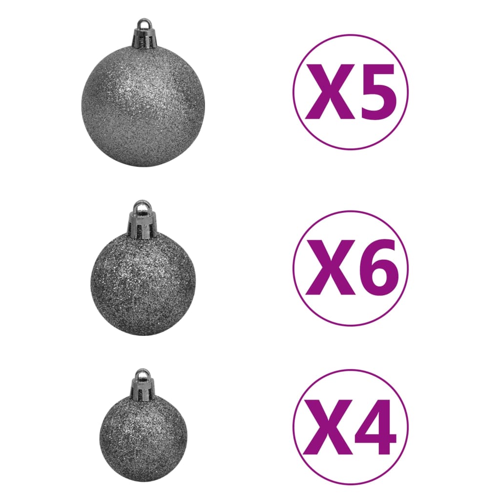 vidaXL Kunstkerstboom met LED's en kerstballen 180 cm PVC en PE groen