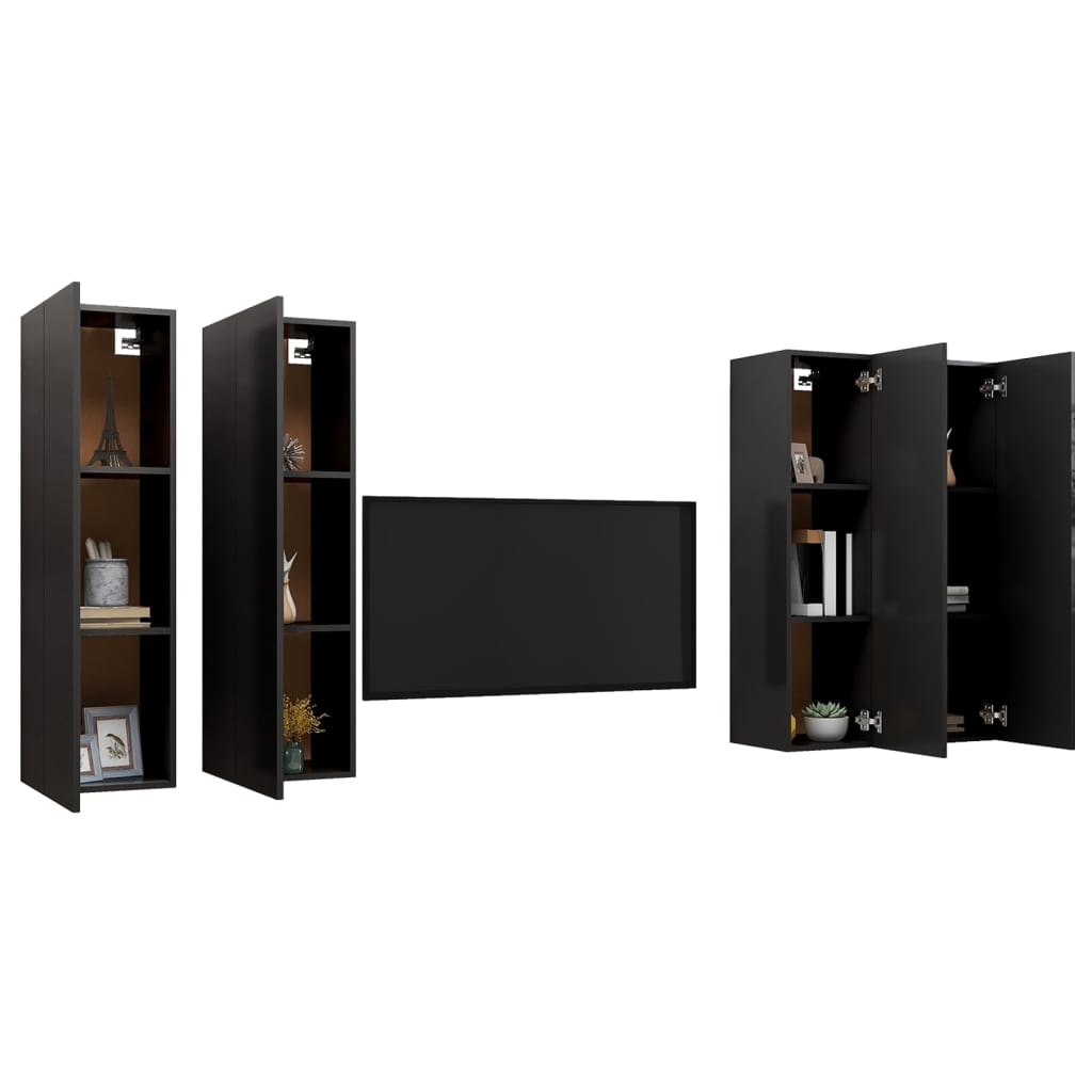 vidaXL Tv-meubelen 4 st 30,5x30x110 cm spaanplaat zwart