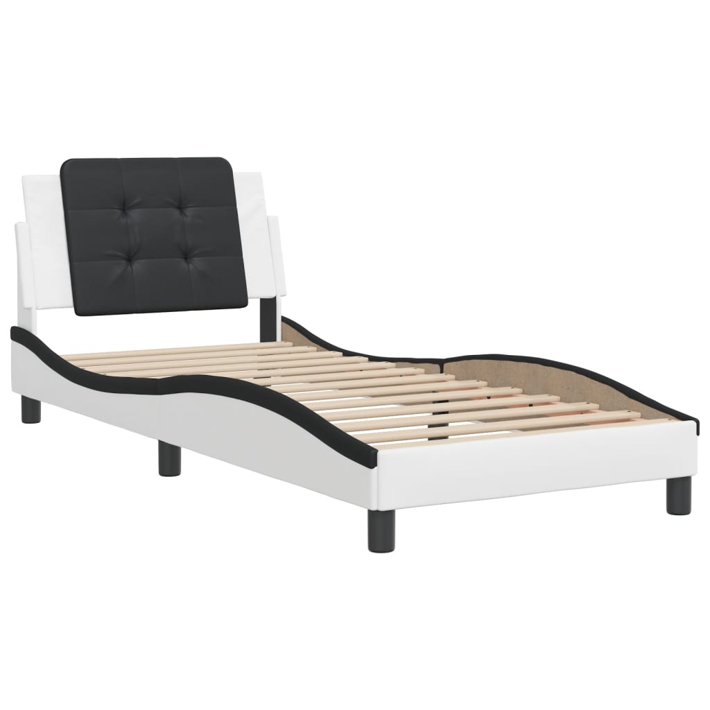 vidaXL Bedframe met hoofdbord kunstleer wit en zwart 80x200 cm