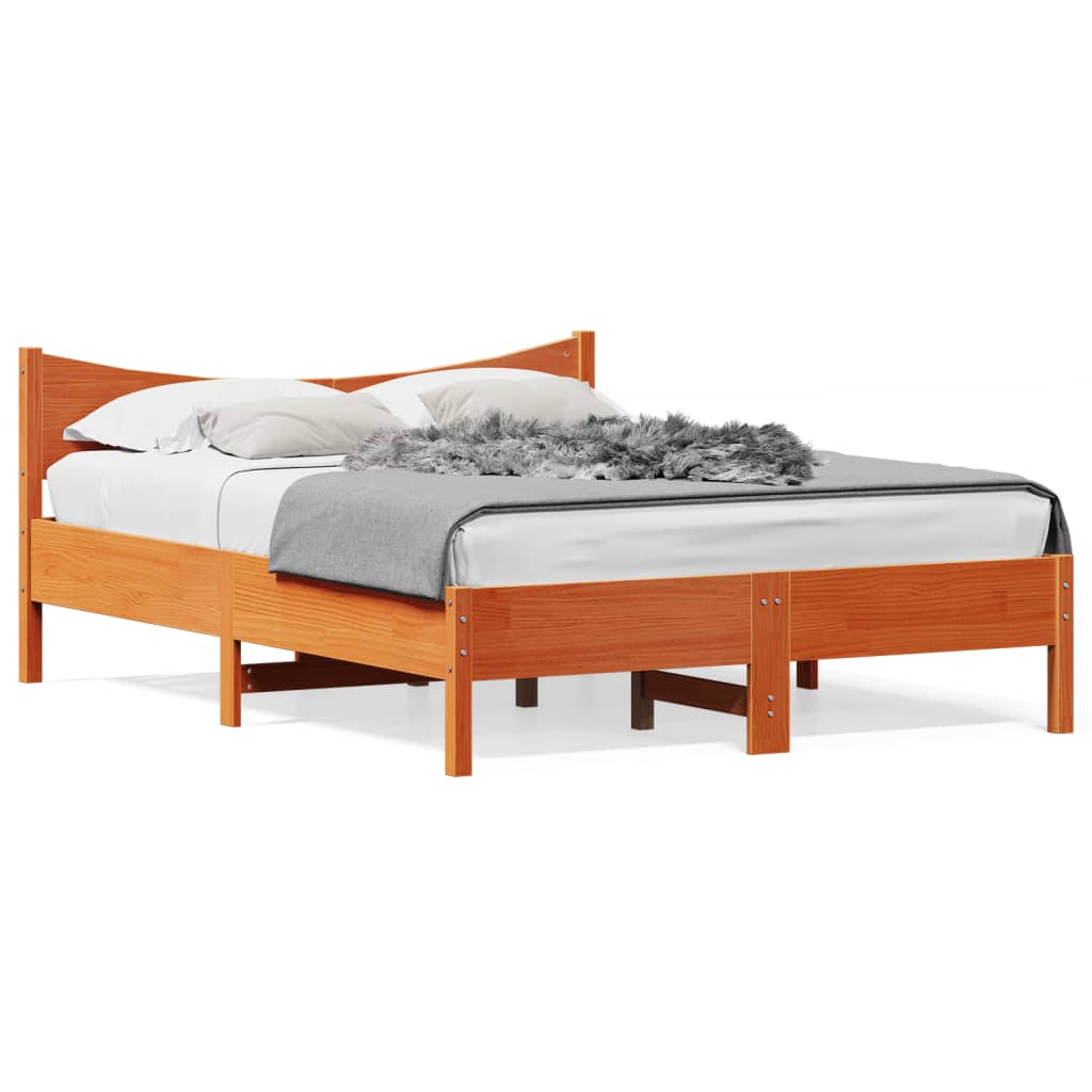 vidaXL Bed met matras massief grenenhout wasbruin 140x190 cm