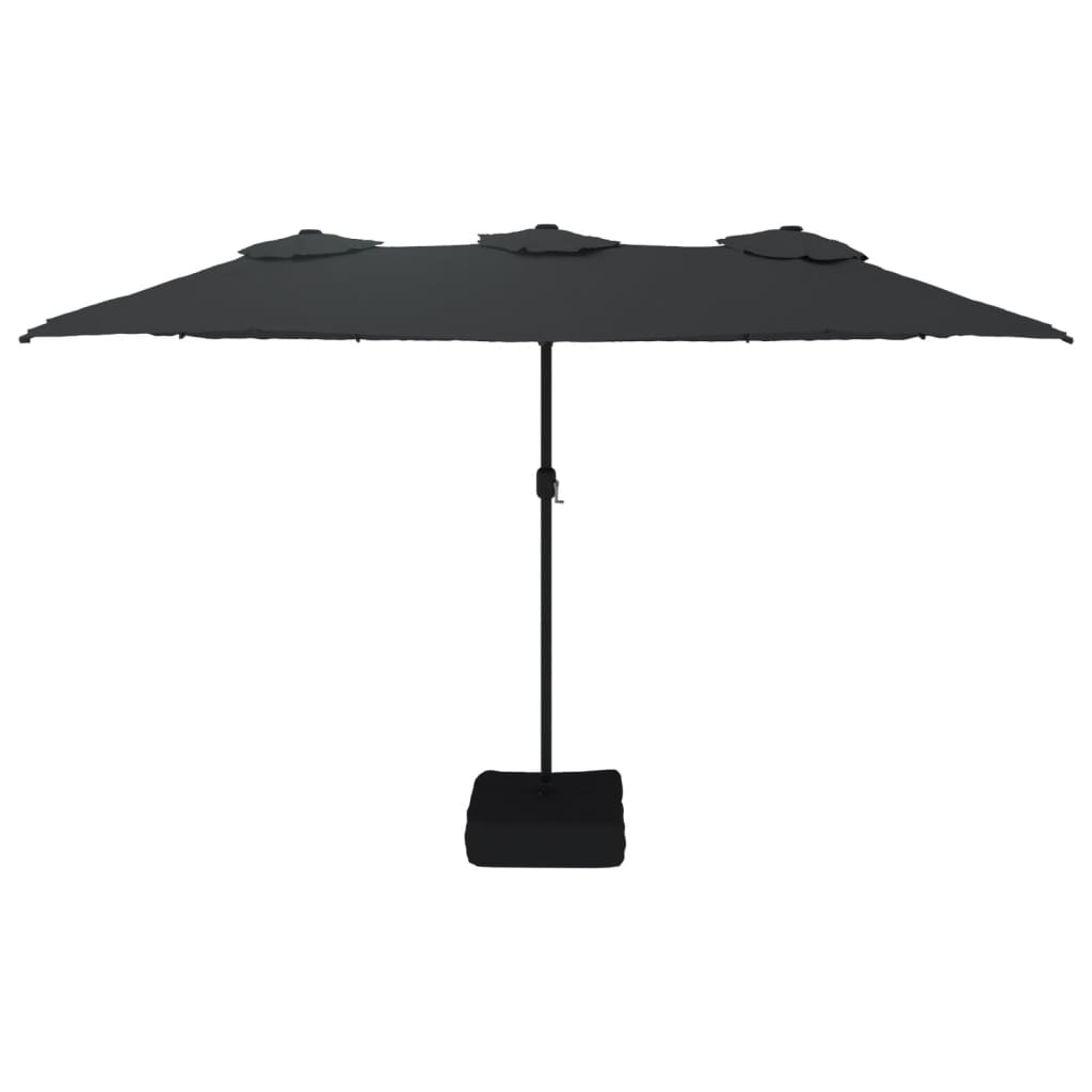 vidaXL Parasol dubbel dak met LED 449x245 cm zwart