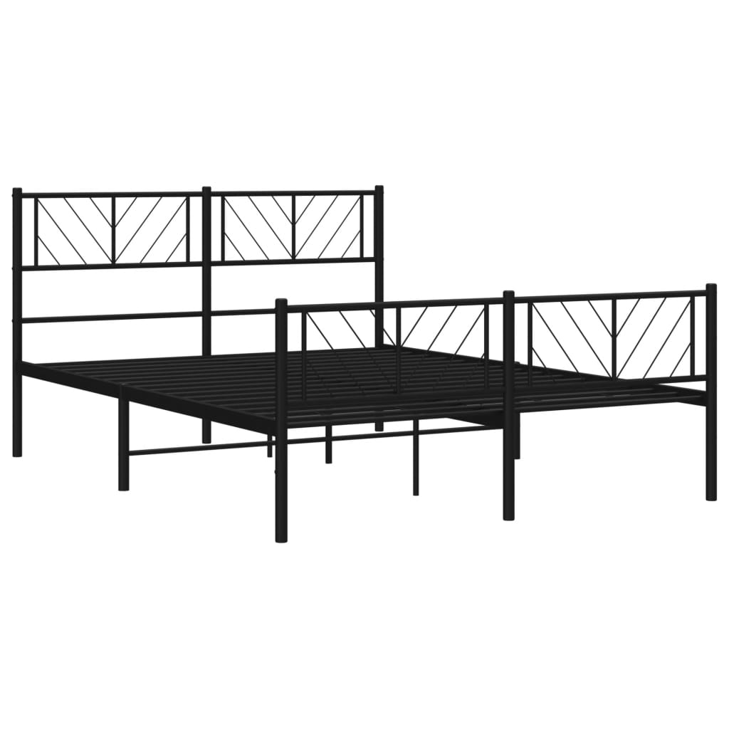 vidaXL Bedframe met hoofd- en voeteneinde metaal zwart 135x190 cm