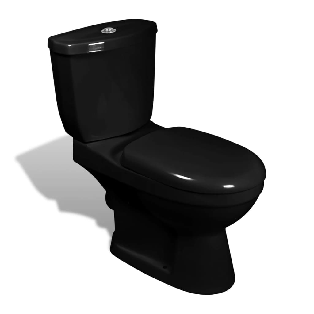 vidaXL Toilet met stortbak zwart