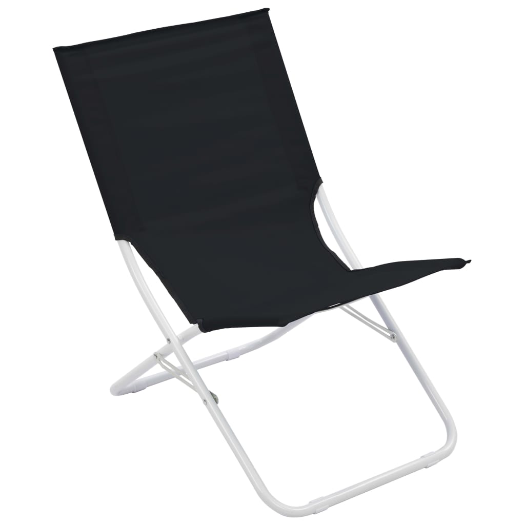 vidaXL Strandstoelen 2 st inklapbaar zwart