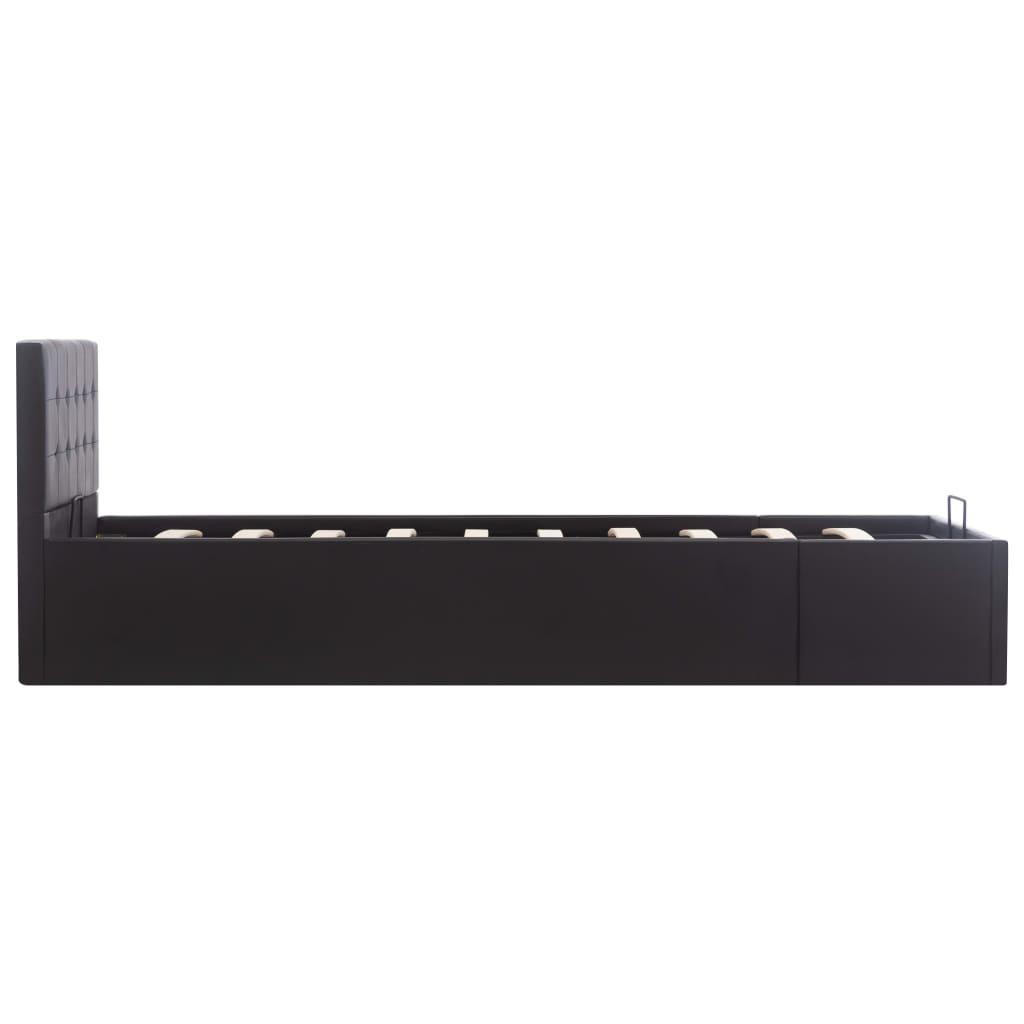 vidaXL Bedframe met opbergruimte hydraulisch kunstleer zwart 90x200 cm