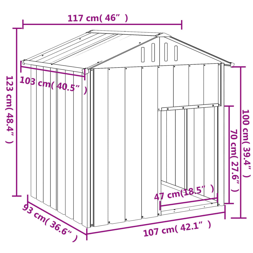 vidaXL Hondenhok met dak 117x103x123 cm gegalvaniseerd staal