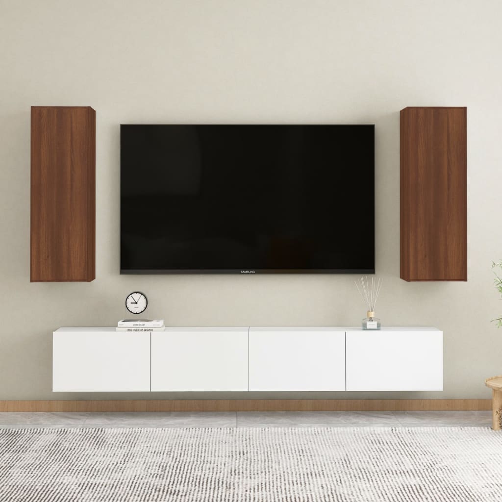 vidaXL Tv-meubelen 2 st 30,5x30x90 cm bewerkt hout bruin eikenkleur