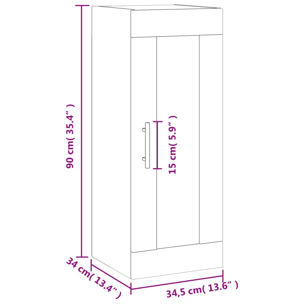 vidaXL Hangkast 34,5x34x90 cm betongrijs