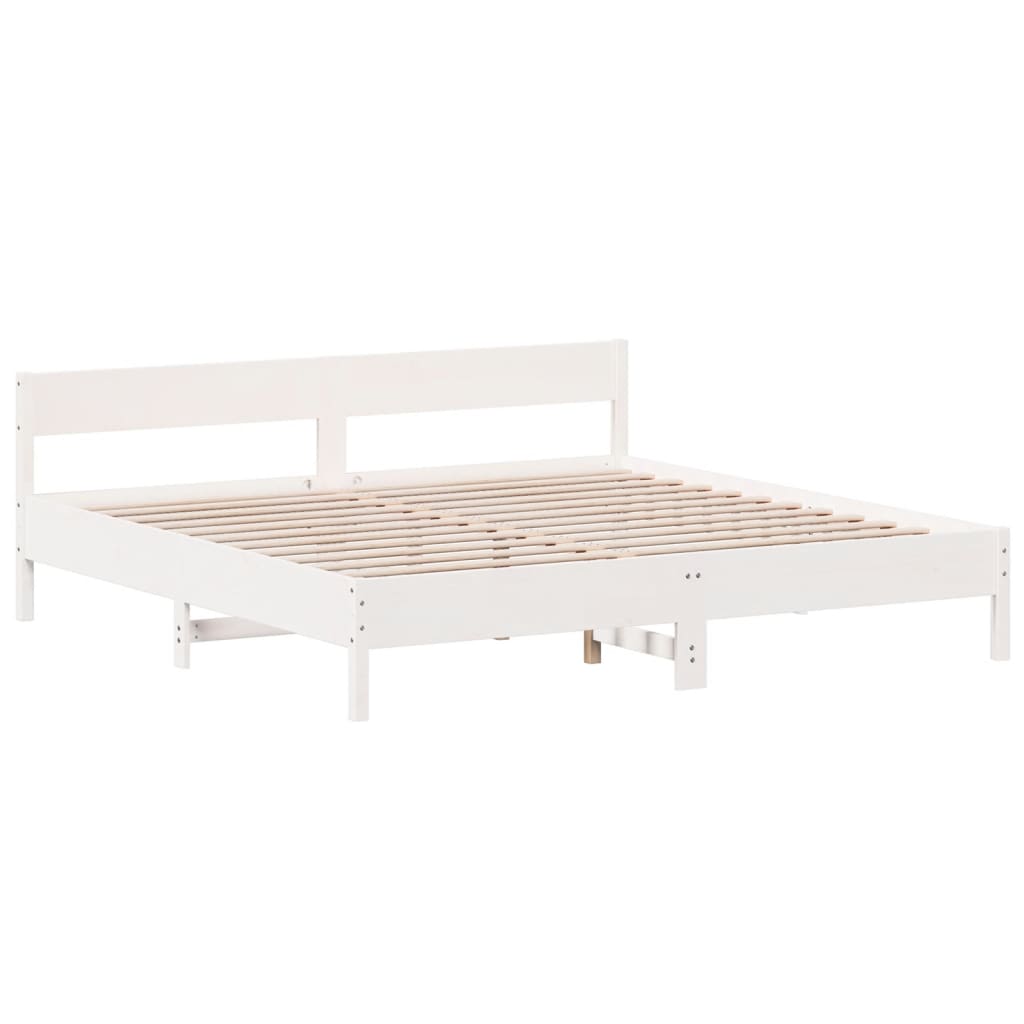 vidaXL Bedframe met hoofdbord massief grenenhout wit 180x200 cm