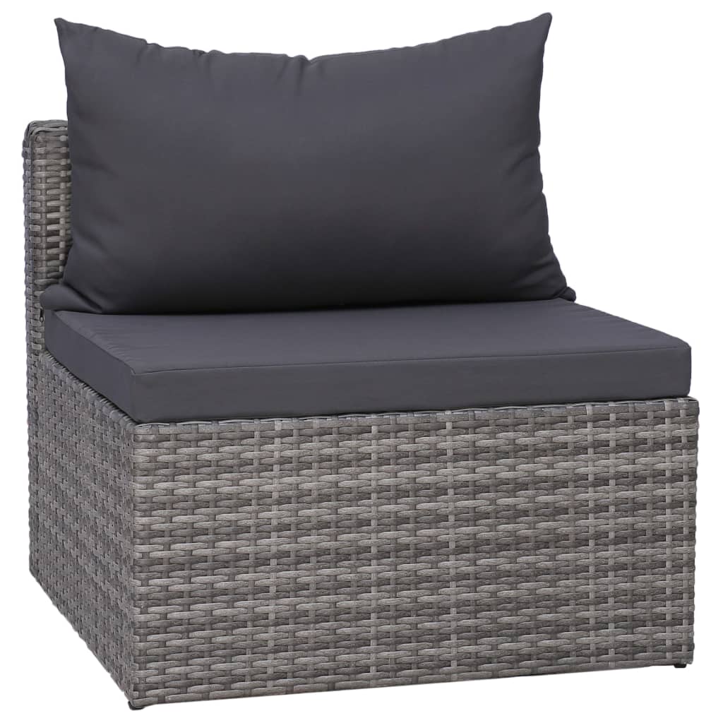 vidaXL 7-delige Loungeset met kussens poly rattan grijs