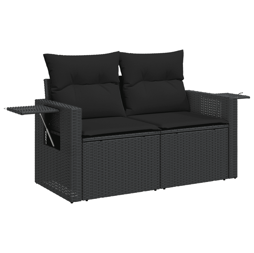 vidaXL 6-delige Loungeset met kussens poly rattan zwart