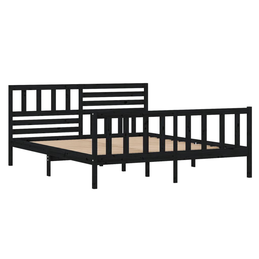 vidaXL Bedframe massief hout zwart 140x190 cm