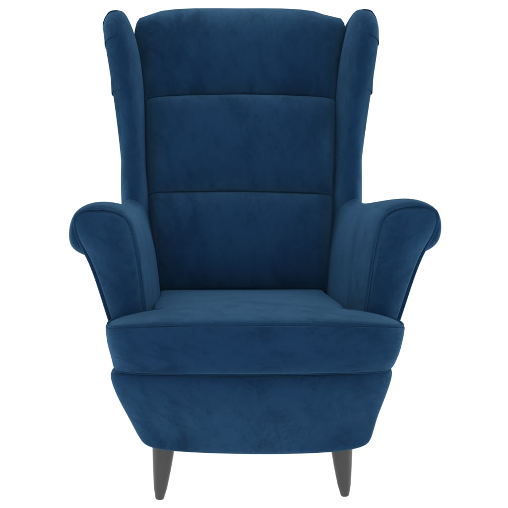 vidaXL Fauteuil met voetenbank fluweel blauw