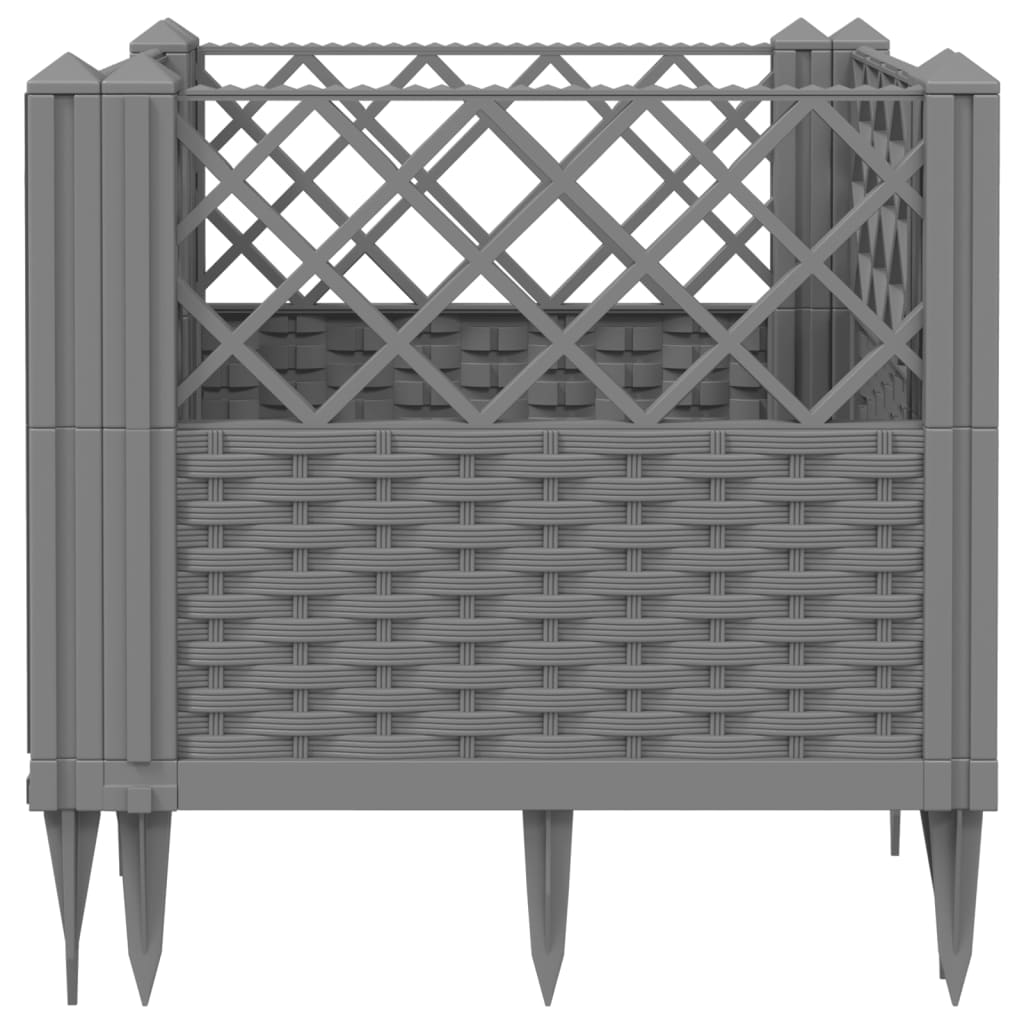 vidaXL Plantenbak met pinnen 43,5x43,5x43,5 cm polypropeen lichtgrijs