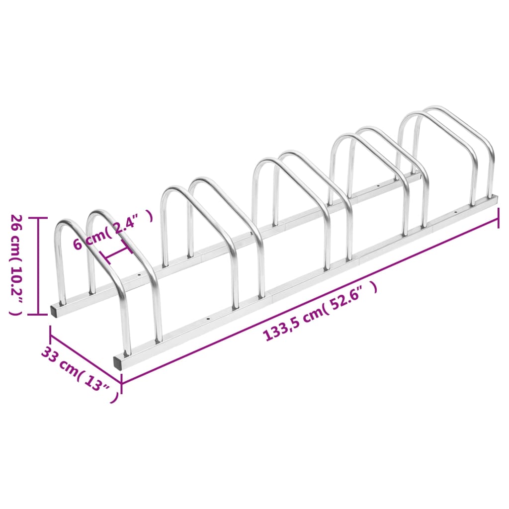 Wiltec fietsenrek voor 5 fietsen 1305x320x265mm staal met poedercoating 5,8 kg
