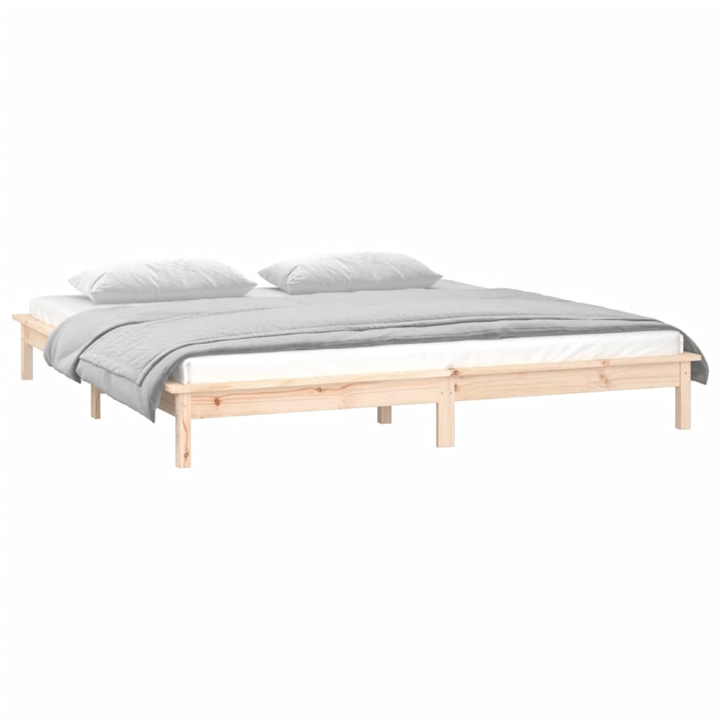 vidaXL Bedframe LED massief hout 160x200 cm