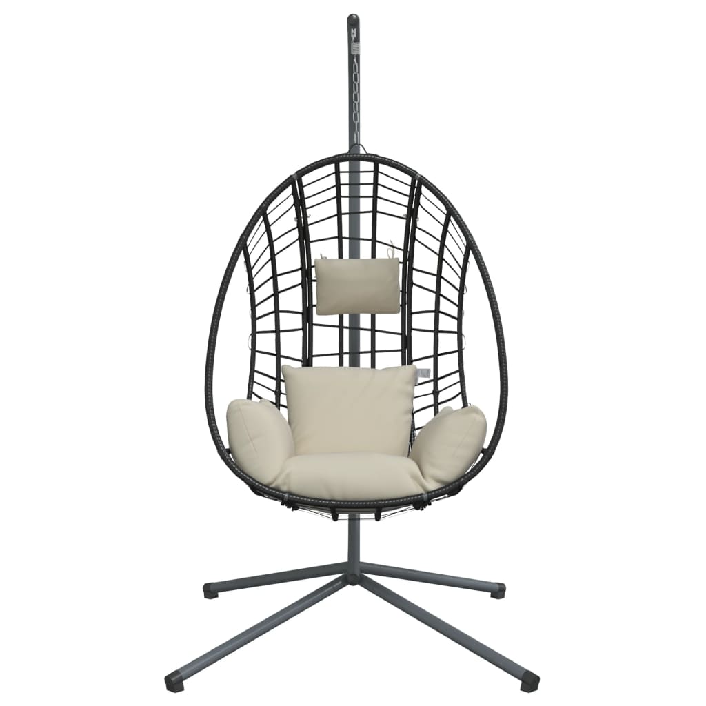 vidaXL Hangstoel met standaard rattan en staal beige