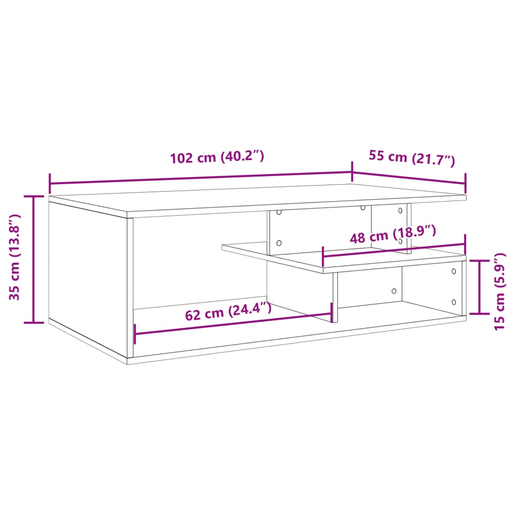 vidaXL Salontafel 102x55x35 cm bewerkt hout zwart