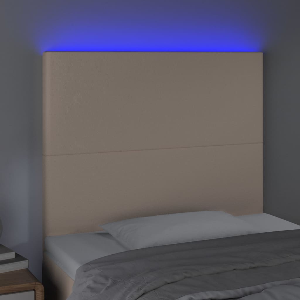 vidaXL Hoofdbord LED 90x5x118/128 cm kunstleer cappuccinokleurig